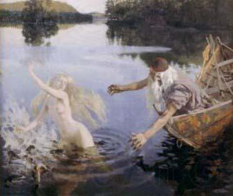 Akseli Gallen-Kallela Aino Myth, Triptych, second panel Norge oil painting art